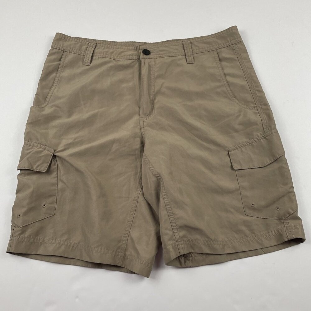 Magellan Cargo Shorts Men's 32 Outdoors Fishing Water Repellent Mesh Pockets Tan